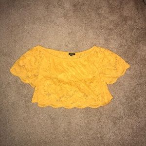 Yellow lace crop top